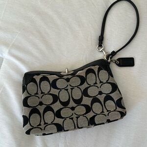 Coach Wristlet Black Signature Canvas